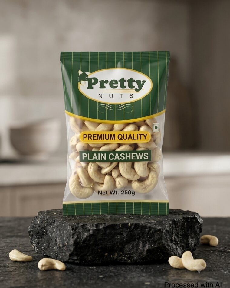 Pretty Nuts Premium Kollam Cashews (plain) 250g pack