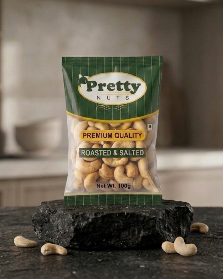 Pretty Nuts Kollam Roasted Cashews (roasted & salted) 100g pack
