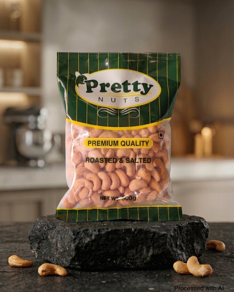Pretty Nuts Kollam Roasted Cashews (roasted & salted) 500g pack
